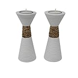 Trendy Wood & Light Dinner weiß Kerzenhalter Teelicht Dekoartikel Holz Tischdekoration Kerze Kerzenständer (weiß)