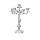 Dekowelten Kerzenständer/Kerzenhalter 5-armig in Silber für Stab oder Stumpenkerzen in verschiedenen Größen 30-180cm (35cm Big weiß) - 2