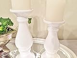 DRULINE Keramik Kerzenleuchter Rund Kerzenständer Kerzenhalter Windlicht Weiß Shabby Klein (20 cm) - 3