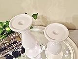 DRULINE Keramik Kerzenleuchter Rund Kerzenständer Kerzenhalter Windlicht Weiß Shabby Klein (20 cm) - 4