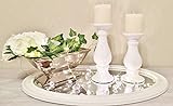 DRULINE Keramik Kerzenleuchter Rund Kerzenständer Kerzenhalter Windlicht Weiß Shabby Klein (20 cm) - 5