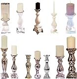 DRULINE Keramik Kerzenleuchter Rund Kerzenständer Kerzenhalter Windlicht Weiß Shabby Klein (20 cm) - 9