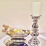 DRULINE Kerzenleuchter ALADDIN Silber Kerzenständer Kerzen Deko Keramik Dekoration (2er-Sparset (1 x Klein + 1 x Groß)) - 4