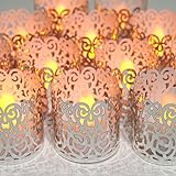 Led Papier Votiv Kerzenständer Teelichthalter 48 Silber Farbige Dekorative Kerzenhalter / Halter für Flammenlose Teelichter und Votivkerzen - 2