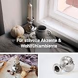 Home @ Styling Collection 2er Set Kerzenleuchter Kerzenständer Stabkerzenhalter in Silber, Höhe 8cm mit rundem Fuß - 6