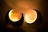 MAADES Windlicht Laterne orientalisch Moon Groß 20cm Silber | Orientalische Vintage Teelichthalter Schwarz von außen und Silberfarben innen | Marokkanische Windlichter aus Metall als Dekoration - 5