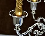 DaoRier Kerzenständer 5-armig Kerzenhalter, Hoch 27 cm,für Hochzeit Kerzenleuchter Abendessen Leuchter Kandelaber Dekoration (Silber) - 4