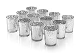 Artis Mercury Glas Votive Kerze Teelichthalter 2.75 "H Set von 12 Speckled Silber für Hochzeiten, Parties und Home Décor