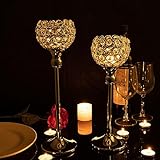 VINCIGANT Silber Kristall Kerzenhalter Set für Esszimmer Dekoration Hochzeit sgeschenk,30cm&35cm Höhe - 3