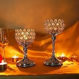 VINCIGANT Silber Kristall Kerzenständer Set 2 für Hochzeit sgeschenk Tisch Dekoration Urlaubs Feier,20cm&25cm Höhe - 6