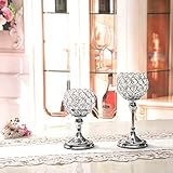 VINCIGANT Silber Kristall Kerzenständer Set 2 für Hochzeit sgeschenk Tisch Dekoration Urlaubs Feier,20cm&25cm Höhe - 8