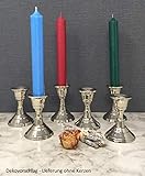 6 Metall Kerzenleuchter / Kerzenständer / Stabkerzenhalter im Set, Silber Höhe 8,5cm mit rundem Fuß - 5