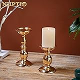 Eisen Säulenständer Kerzenhalter, Tischdekoration Kerzenständer für Hochzeit, Party, Geburtstag, Abendessen bei Kerzenlicht, vintage Kerzenständer Hausdekoration, gold - 3