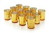 Artis Mercury Glas Votive Kerze Teelichthalter 2.75 "H Set von 12 Speckled Gold für Hochzeiten, Parties und Home Décor