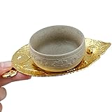 mookaitedecor Metall Drink Untersetzer Set von 4, Tee Licht Kerzenhalter Home Tisch Schutz Dekoration Leaf Shape - Gold Color - 2