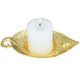 mookaitedecor Metall Drink Untersetzer Set von 4, Tee Licht Kerzenhalter Home Tisch Schutz Dekoration Leaf Shape - Gold Color - 3