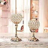 VINCIGANT Gold Kristall Kerzenhalter Set 2 für Hochzeit Tisch Mittelstücke Home Dekor,20cm&25cm Höhe - 3