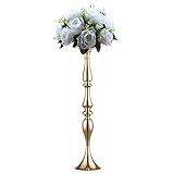 Sziqiqi Minimalistische Eisenkerzenständer, Hochzeit, Bühne Deko, Hochzeit Blumen Ständer, Tischdeko Kerzenständer (Golden, 80cm) - 2