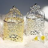 Westeng Eisen Hollow Metall Tealight Taschenlampen Hochzeitsfeier Dekoration Creative Birdcage Kerzenhalter Birdcage der Tabelle 1pcs - Golden - 3