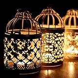 Westeng Eisen Hollow Metall Tealight Taschenlampen Hochzeitsfeier Dekoration Creative Birdcage Kerzenhalter Birdcage der Tabelle 1pcs - Golden - 4