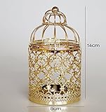 Westeng Eisen Hollow Metall Tealight Taschenlampen Hochzeitsfeier Dekoration Creative Birdcage Kerzenhalter Birdcage der Tabelle 1pcs - Golden - 6