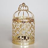 Westeng Eisen Hollow Metall Tealight Taschenlampen Hochzeitsfeier Dekoration Creative Birdcage Kerzenhalter Birdcage der Tabelle 1pcs - Golden - 7