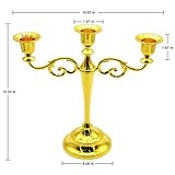 MoGist Kerzenständer 3-armig Kerzenhalter Golden 27cm Hoch Metall Leuchter für Hochzeit Kandelaber Abendessen Esstisch Dekoration - 2