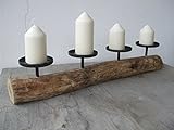 Stilvoller Kerzenständer, 4er , Holz + Eisen, massiv, Natur, Landhaus