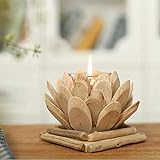 Fenteer Holz Teelichthalter Teelichter Teelichtgläser Kerzenständer Kerzenhakter, Lotus -Design - 2
