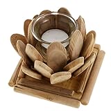 Fenteer Holz Teelichthalter Teelichter Teelichtgläser Kerzenständer Kerzenhakter, Lotus -Design - 9