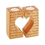 Kerzenhalter-Set mit Gravur aus Holz – Teelichthalter mit Herzaussparung – Personalisiert mit [NAMEN] – Romantisches Geschenk – Hochzeitsgeschenk – Geschenkidee zum Valentinstag - 2