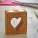 Kerzenhalter-Set mit Gravur aus Holz – Teelichthalter mit Herzaussparung – Personalisiert mit [NAMEN] – Romantisches Geschenk – Hochzeitsgeschenk – Geschenkidee zum Valentinstag - 3