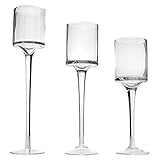 Maison & White Set von 3 Kerzenständer Teelichthalter | Hoher eleganter Glas Stilvoller Entwurf