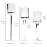 Maison & White Set von 3 Kerzenständer Teelichthalter | Hoher eleganter Glas Stilvoller Entwurf - 3