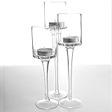 Maison & White Set von 3 Kerzenständer Teelichthalter | Hoher eleganter Glas Stilvoller Entwurf - 6