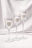 3er Set elegante Glas-Kerzenständer, Teelichthalter, Tischdekoration für Hochzeit oder zu Hause - 4