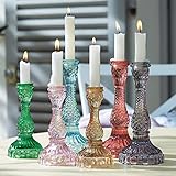 Loberon Kerzenständer 6er Set Moana, Glas, H/Ø ca. 22/10 cm, bunt - 5