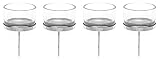 Glorex GmbH 6 7021 001 Kerzenhalter mit Teelichtglas, 4 x 9 cm, 4 Stück, silber - 4