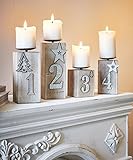 Advents-Kerzenhalter 4er Set - Holz - Grau - 3