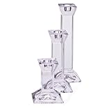 CRISTALICA Kerzenhalter Kerzenständer Klasisch 10 cm Transparent Glas Bleikristall Stabkerze - 6