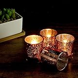 Set mit 12 gesprenkelten Teelichthaltern | Stilvolle Kerzenhalter aus Glas | Tisch & Heimtextilien | Moderne Wohnaccessoires | M&W (Roségold) - 3