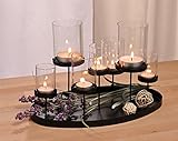 Haushalt International Kerzenhalter Leuchter Windlicht für Sieben Kerzen aus Metall schwarz