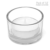 Set von 12 Kreis Teelicht Kerzenhalter | Ideal für Hochzeiten, Inneneinrichtungen, Partys, Tischdekoration und Geschenke Luxus Klarglas | Modernes Design | M&W - 4