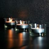 Set von 12 Kreis Teelicht Kerzenhalter | Ideal für Hochzeiten, Inneneinrichtungen, Partys, Tischdekoration und Geschenke Luxus Klarglas | Modernes Design | M&W - 7