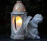 ♥ Grablaterne Grablampe Engel Schutzengel Herz mit Grabkerze 30,0cm Grabschmuck Grablicht Grablampe Grableuchte Grabkerze Laterne Grabdekoration - 2
