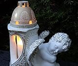 ♥ Grablaterne Grablampe Engel Schutzengel Herz mit Grabkerze 30,0cm Grabschmuck Grablicht Grablampe Grableuchte Grabkerze Laterne Grabdekoration - 4