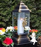 ♥ Grablampe Rose Ornament Bronze 34,0cm Grabkerze Grablicht Grablaterne Grabschmuck Grableuchte Laterne Kerze Lampe Licht