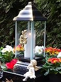♥ Grablampe Rose Ornament Bronze 34,0cm Grabkerze Grablicht Grablaterne Grabschmuck Grableuchte Laterne Kerze Lampe Licht - 3