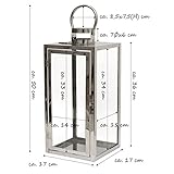 Dekovita Gartenlaterne 2er-Set: 30cm/49cm Edelstahl-Laternen mit rundem Henkel Windlicht hitzebeständiges Temperglas - 3