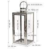 Dekovita Gartenlaterne 2er-Set: 30cm/49cm Edelstahl-Laternen mit rundem Henkel Windlicht hitzebeständiges Temperglas - 4